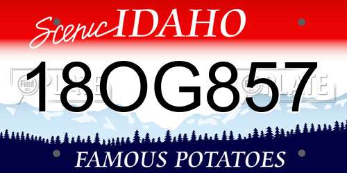 18OG857 Idaho License Plate