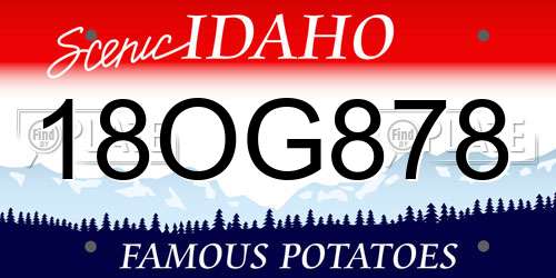18OG878 Idaho License Plate