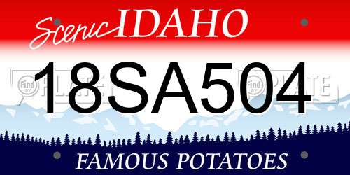 18SA504 Idaho License Plate