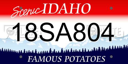 18SA804 Idaho License Plate