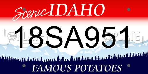 18SA951 Idaho License Plate