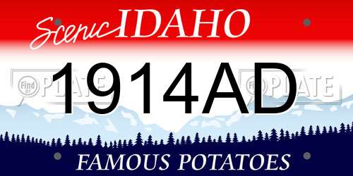 1914AD Idaho License Plate