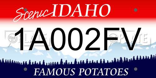 1A002FV Idaho License Plate