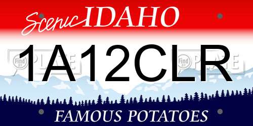 1A12CLR Idaho License Plate