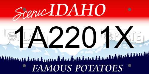 1A2201X Idaho License Plate