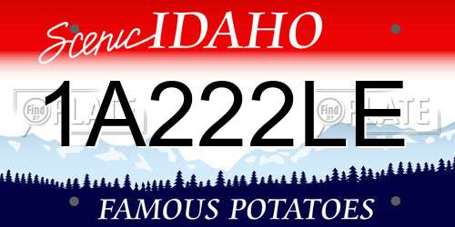 1A222LE Idaho License Plate