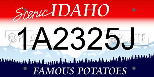 1A2325J Idaho License Plate