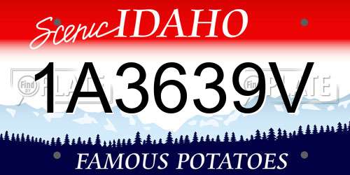 1A3639V Idaho License Plate