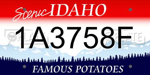 1A3758F Idaho License Plate