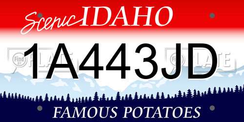 1A443JD Idaho License Plate