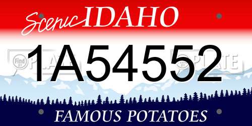 1A54552 Idaho License Plate