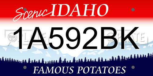 1A592BK Idaho License Plate