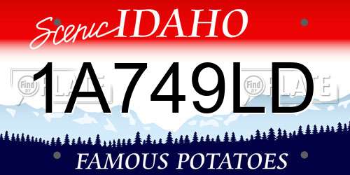1A749LD Idaho License Plate