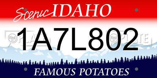 1A7L802 Idaho License Plate