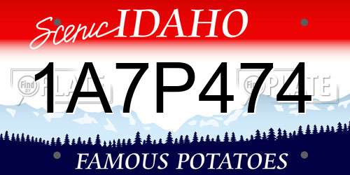 1A7P474 Idaho License Plate