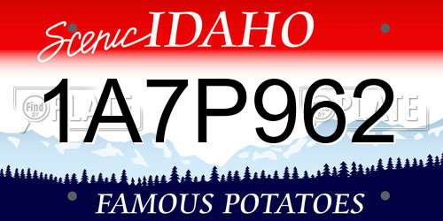 1A7P962 Idaho License Plate