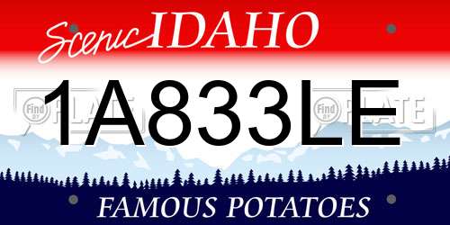 1A833LE Idaho License Plate