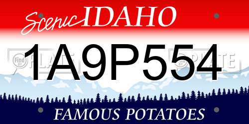 1A9P554 Idaho License Plate