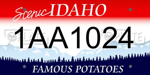 1AA1024 Idaho License Plate