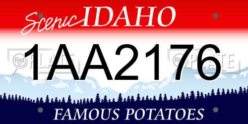 1AA2176 Idaho License Plate