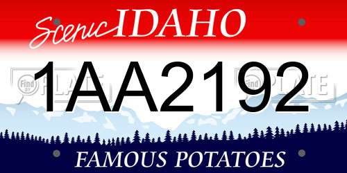 1AA2192 Idaho License Plate