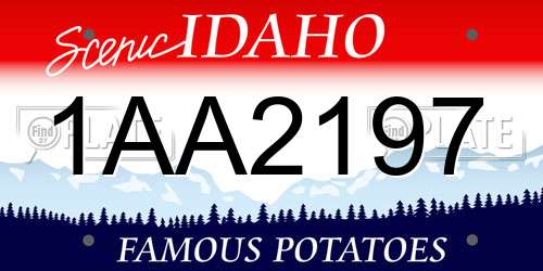 1AA2197 Idaho License Plate