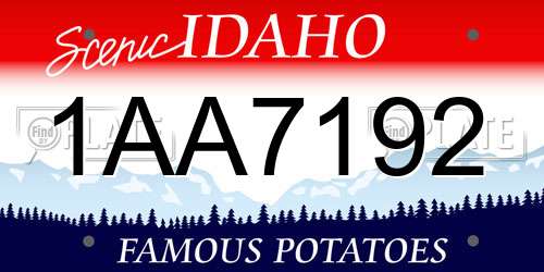 1AA7192 Idaho License Plate