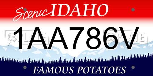 1AA786V Idaho License Plate