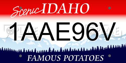 1AAE96V Idaho License Plate