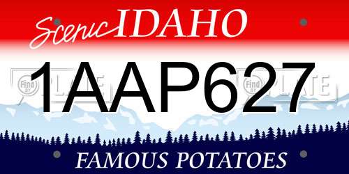 1AAP627 Idaho License Plate