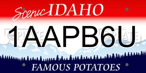 1AAPB6U Idaho License Plate
