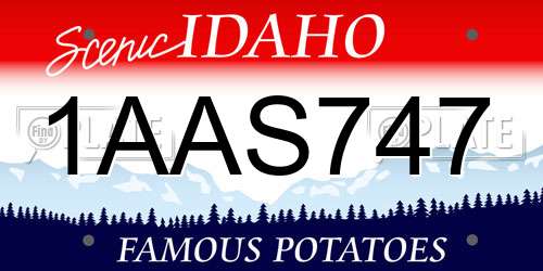 1AAS747 Idaho License Plate