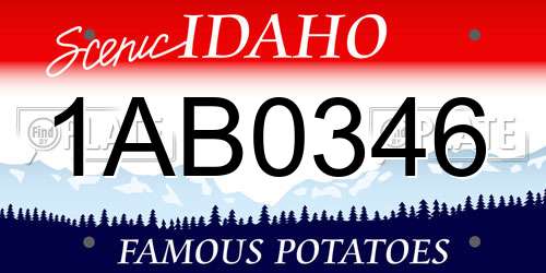 1AB0346 Idaho License Plate