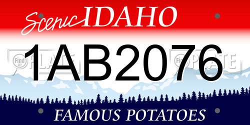 1AB2076 Idaho License Plate