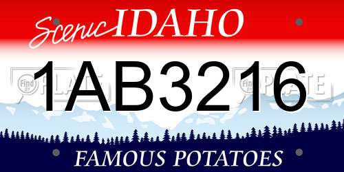 1AB3216 Idaho License Plate