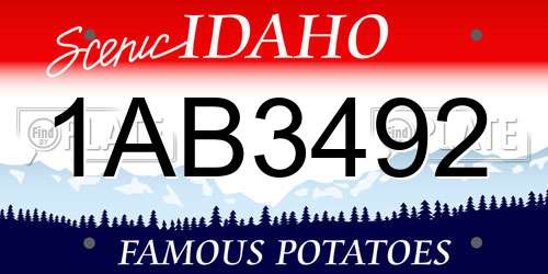 1AB3492 Idaho License Plate