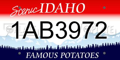 1AB3972 Idaho License Plate