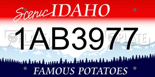 1AB3977 Idaho License Plate