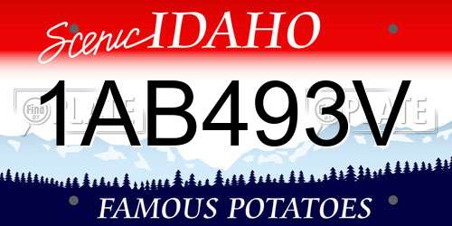 1AB493V Idaho License Plate