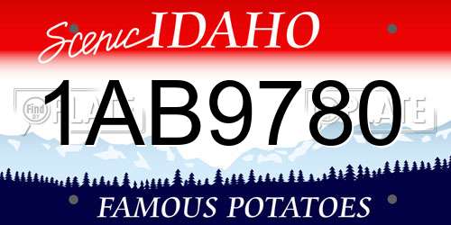 1AB9780 Idaho License Plate