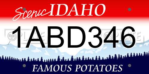 1ABD346 Idaho License Plate