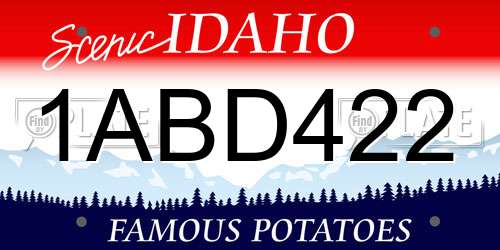 1ABD422 Idaho License Plate