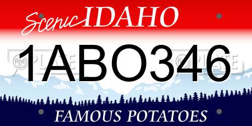 1ABO346 Idaho License Plate