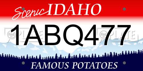 1ABQ477 Idaho License Plate