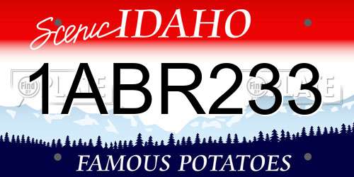 1ABR233 Idaho License Plate