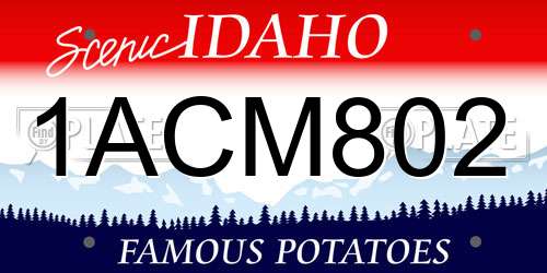 1ACM802 Idaho License Plate