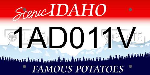 1AD011V Idaho License Plate