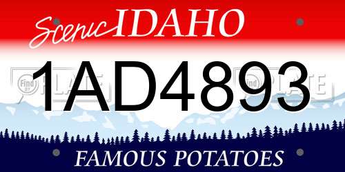 1AD4893 Idaho License Plate