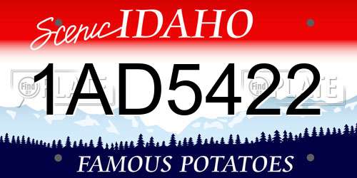 1AD5422 Idaho License Plate