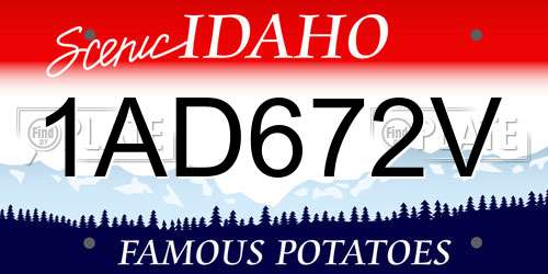 1AD672V Idaho License Plate